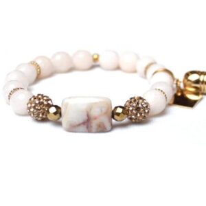 Handcrafted custom designer cream stone women's bracelet jewelry