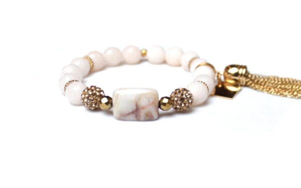 Handcrafted custom designer cream stone women's bracelet jewelry